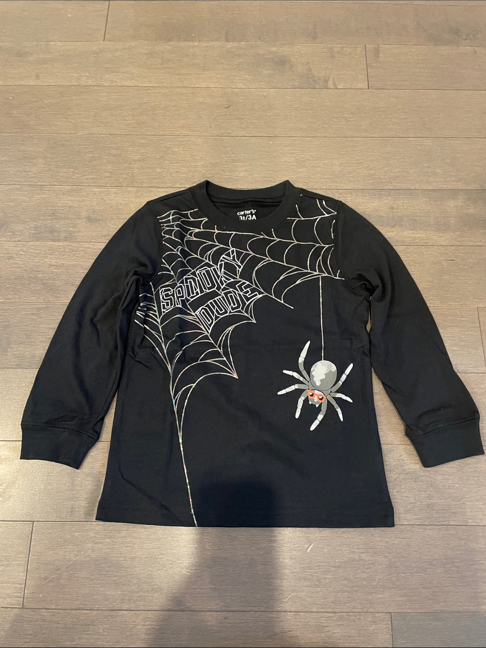 Carter's Black Long-Sleeve 'Spooky Dude' Spider Web Tee Shirt